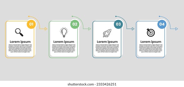 Infographic elegant steps collection flat design template with 4 step premium vector