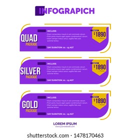 Infographic element with 3 package or options or steps.  