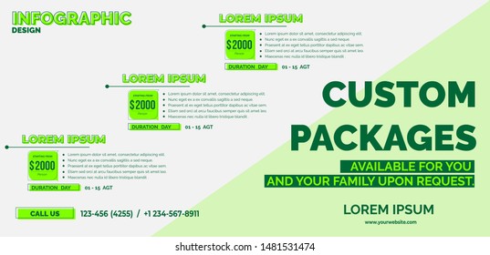 Elemento infográfico con 3 paquetes, opciones o pasos. Se puede utilizar para procesos, volantes, promociones, folletos, presentaciones, diagrama, diseño de flujo de trabajo, gráfico de información, diseño web.