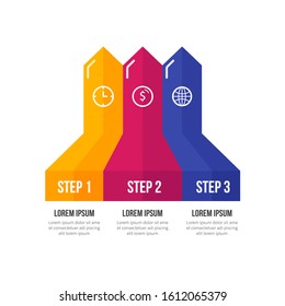 Infographic element with 3 steps and icons