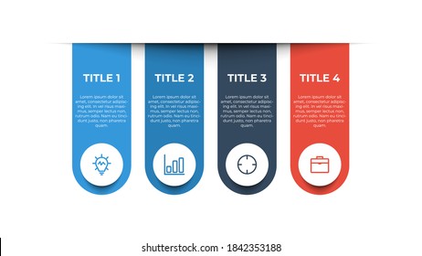 infographic element with 4 options, steps, processes, list, point. Business data visualization template vector