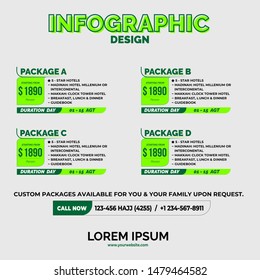 Infographic element with 4 package or options or steps. Can be used for process, flyer, promotion, brochure, presentation, diagram, workflow layout, info graph, web design.