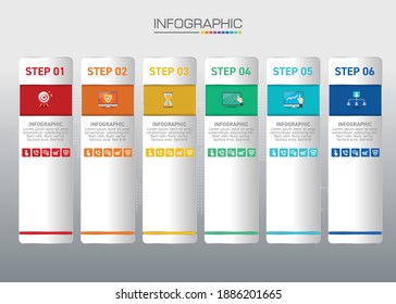 Infographic element with 6 options can be used for business concept.