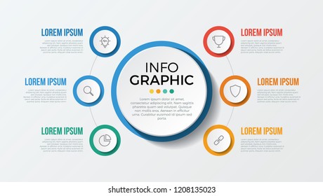 infographic element with 6 options, steps, parts. use for business, presentation, brochure, flyer, abstract, workflow, timeline, concept, vector template eps 10.