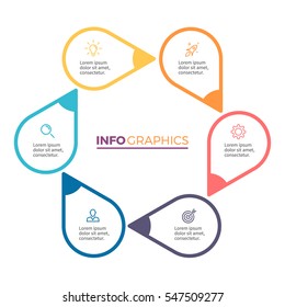 Infographic element with 6 steps, arrows can be used for workflow layout, diagram, chart, annual report, presentation. Vector design template.