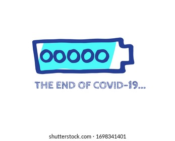 Infographic Element with 90% Complete Indicator. Quarantine Illustration. COVID-19 Vector Hand Drawn Loader. The End of Coronavirus Progress Bar Status.  Website Sketch Bar with Adjustable Fill Part.
