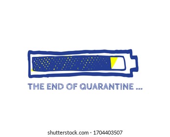 Infographic Element with 90% Complete Indicator. Quarantine Illustration. The End of Coronavirus Progress Bar Status.  COVID-19 Vector Hand Drawn Loader. Website Sketch Bar with Adjustable Fill Part.