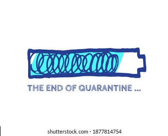 Infografik-Element mit 90% Complete Indicator. Website-Sketch-Leiste mit einstellbarem Füllteil. Der Status der Statusleiste am Ende von Coronavirus.  Quarantänefehler. COVID-19 Vektor handgezeichnet Lader.