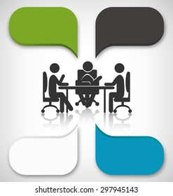 Infographic Element Business Meeting on Grayscale Background