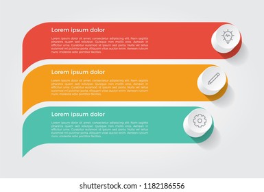 infographic element, business presentation template with 3 options, steps, lists, rows, or parts.