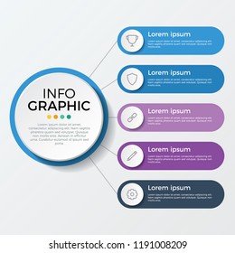 infographic element. business presentation template with 5 options, steps, or proccesses.