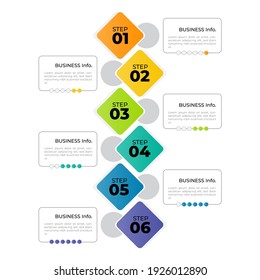 El elemento infográfico se puede utilizar para presentación, banner, gráfico, flujo de negocio y diagrama. Plantilla moderna de línea de tiempo plana con 6 opciones, piezas, paso para proceso. Plantilla abstracta.