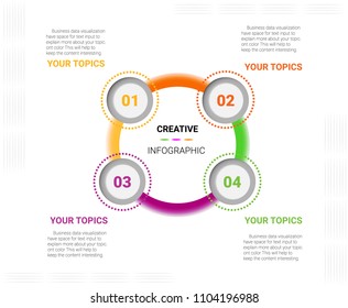 Infographic element. Chart, graph, diagram with 4 steps, options, parts, processes, phase. Vector business template for presentation and training.