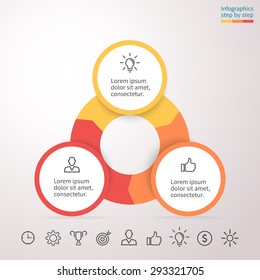 Infographic element. Chart, graph, diagram with 3 steps, options, parts, processes, phase. Vector business template for presentation and training.