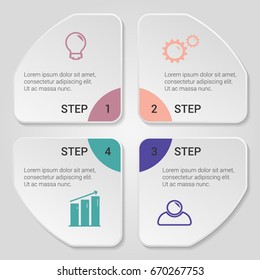 Infographic element. Chart, graph, diagram with 4 steps, options, parts, processes, phase. Vector business template for presentation and training.