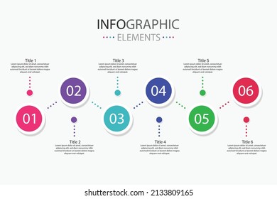 Infographic element circle shape template with 6 step 6 colors isolated on white background. 