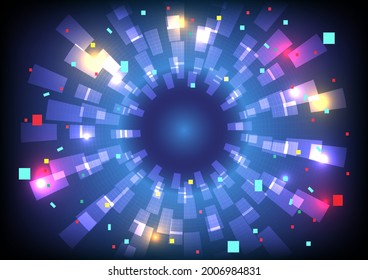 Infographic. Element of computer data. Abstract hologram hi-tech background. Virtual reality technology electric innovation. Head-up display interface. Futuristic Sci-Fi glowing frame HUD circuit