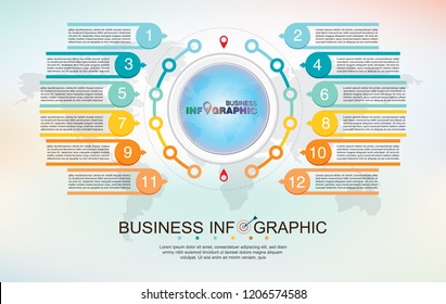 Datos de elementos infográficos para el negocio.  elemento de banner abstracto. 
Concepto de 13 pasos. puede ser utilizado diseño web o presentación. 
 fondo de ilustración vectorial