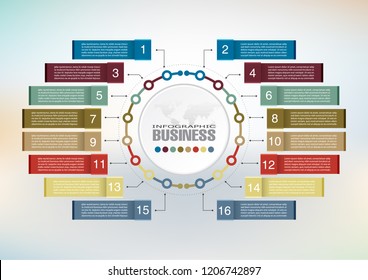 Infographic element data for business.  abstract banner element. 
16-steps concept. can be used web design or presentation. 
vector illustration background
