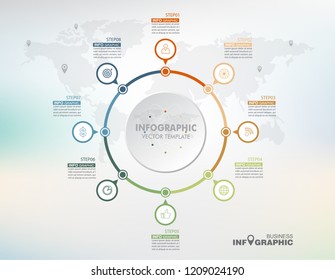 Infographic element data for business.  abstract banner element. 
8-steps concept. can be used web design or presentation. 
vector illustration background
