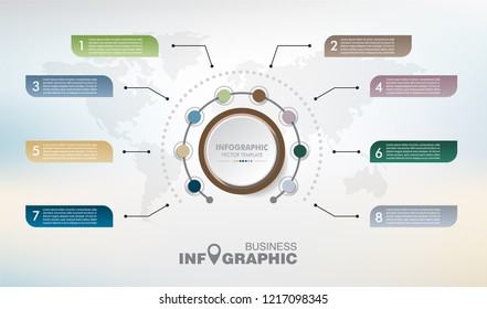 Infographic element data for business.  abstract banner element. 
8-steps concept. can be used web design or presentation. 
vector illustration background
