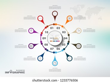 Infographic element data for business.  abstract banner element. 
10-steps concept. can be used web design or presentation. 
vector illustration background