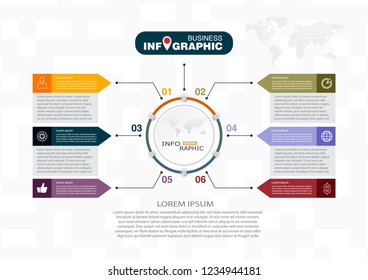 Infographic element data for business.  abstract banner element. 
6-steps concept. can be used web design or presentation. 
vector illustration background