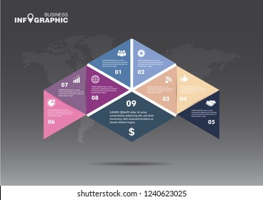 Infographic element data for business.  abstract banner element. 
9-steps concept. can be used web design or presentation. 
vector illustration background