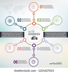Infographic element data for business.  abstract banner element. 6-steps concept. can be used web design or presentation. vector illustration background