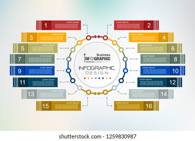 Infographic element data for business.  abstract banner element. 
16-steps concept. can be used web design or presentation. 
vector illustration background