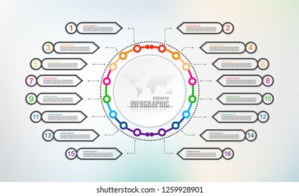 Infographic element data for business.  abstract banner element. 
16-steps concept. can be used web design or presentation. 
vector illustration background