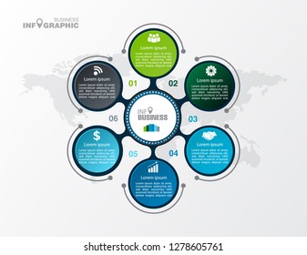 Infographic element data for business.  abstract banner element. 
6-steps concept. can be used web design or presentation. 
vector illustration background
