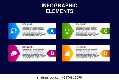 diseño de elementos infográficos con 4 pasos coloridos para presentación y negocios. diseño de planificación infográfica para presentaciones.