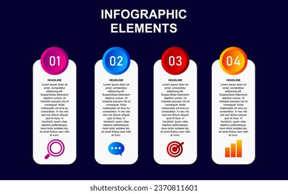 infographic element design with 4 colorful steps for presentation and business. infographic planning design for presentations.