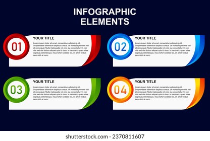 infographic element design with 4 colorful steps for presentation and business. infographic planning design for presentations.