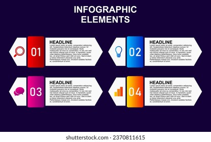 infographic element design with 4 colorful steps for presentation and business. infographic planning design for presentations.
