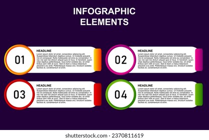 infographic element design with 4 colorful steps for presentation and business. infographic planning design for presentations.