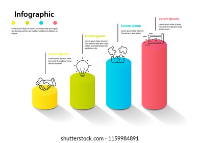 infographic element design 4 step, infochart planning