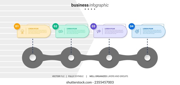 infographic element design 4 step, infochart planning
