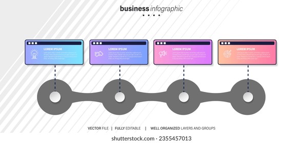 infographic element design 4 step, infochart planning
