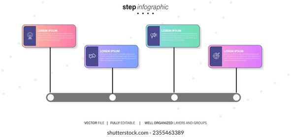 infographic element design 4 step, infochart planning
