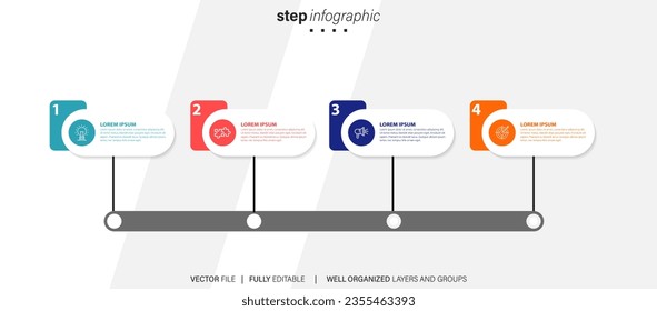infographic element design 4 step, infochart planning
