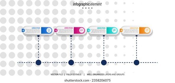 infographic element design 4 step, infochart planning