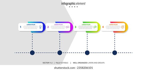 infographic element design 4 step, infochart planning