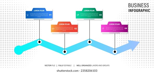 infographic element design 4 step, infochart planning