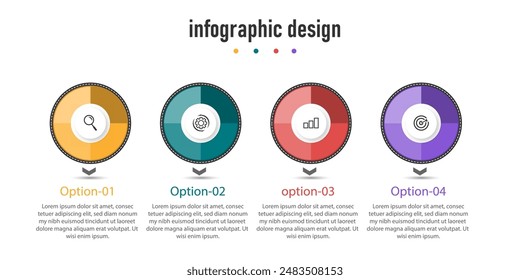 Infographic element design with 4 step process can be used for workflow diagram, info chart, web design. vector illustration.