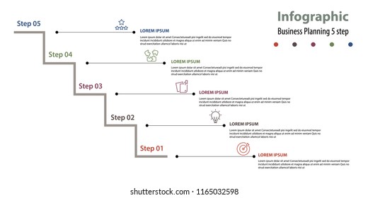 infographic element design 5 step, infochart planning