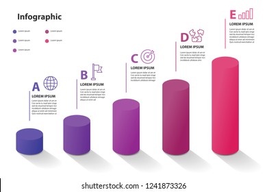 infographic element design 5 step, infochart planning