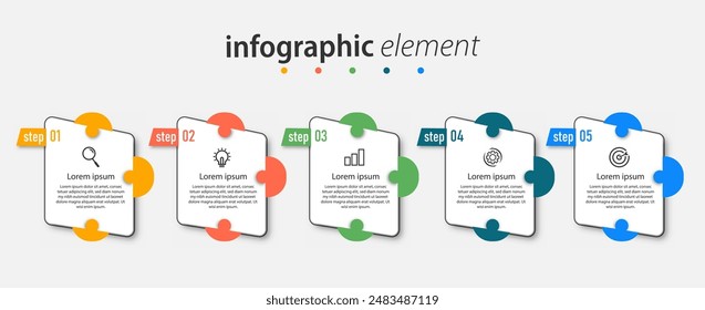 Infographic element design with 5 step process can be used for workflow diagram, info chart, web design. vector illustration.