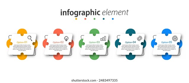 Infographic element design with 5 step process can be used for workflow diagram, info chart, web design. vector illustration.